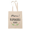 Sac Tote Bag Merci Responsable Adorée - Planetee