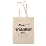 Sac Tote Bag Merci Snowboardeuse Adorée - Planetee