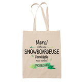 Sac Tote Bag Merci Snowboardeuse Inoubliable Femme - Planetee