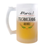 Chope de bière Merci Technicienne Adorée - Planetee