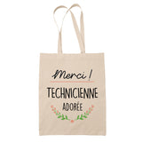 Sac Tote Bag Merci Technicienne Adorée - Planetee