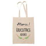 Sac Tote Bag Merci Éducatrice Adorée - Planetee