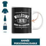 Mug Millésime Grand Cru d'Exception Année Personnalisable - Planetee