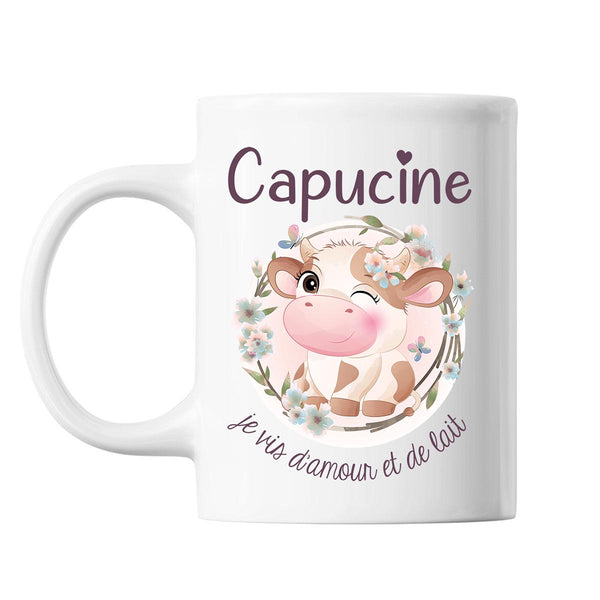 Cadeau Bébé Enfant Amour & Biberon Lait Vache Prénom Personnalisable Fille - Planetee