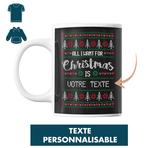 Noël - All I want for Christmas is Vert - Personnalisable - Planetee