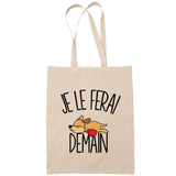 Sac Tote Bag kangourou je le ferai demain beige - Planetee