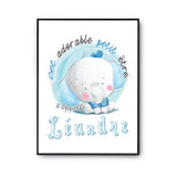 Affiche bébé prénom Léandre Éléphant - Planetee