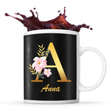 Mug noir Anna Lettre Fleur - Planetee