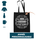 Tote-Bag Naissance Légende Année Personnalisable - Planetee