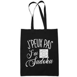 Sac Tote Bag Sudoku Je peux pas Noir - Planetee