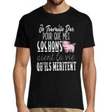 T-shirt Homme Cochons | Je travaille dur - Planetee