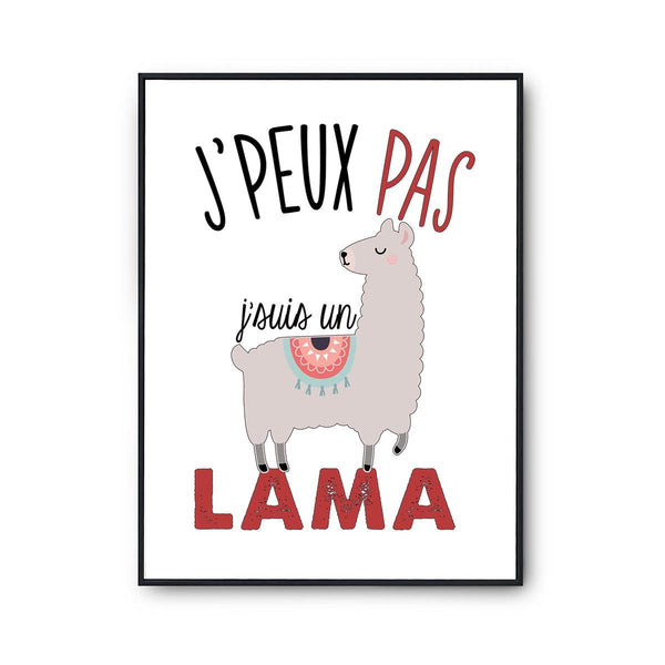 Affiche Lama j'peux pas Blanc Premium - Planetee