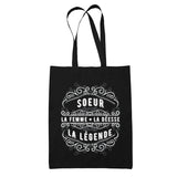 Tote Bag Noir Déesse Légende Soeur - Planetee