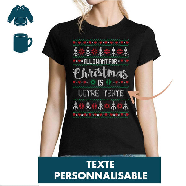 Noël - All I want for Christmas is Vert - Personnalisable - Planetee