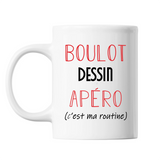 Mug Dessin C'est ma Routine Blanc - Planetee