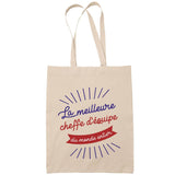 Sac Tote Bag Cheffe d'équipe Femme Meilleure du Monde beige - Planetee