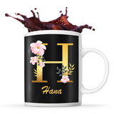 Mug noir Hana Lettre Fleur - Planetee