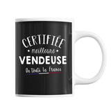 Mug Femme Vendeuse Meilleure de France | Tasse Noire métier - Planetee
