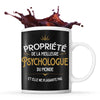Mug noir Propriété de la Meilleure Psychologue - Planetee