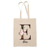 Tote Bag beige Elsa Lettre Fleur - Planetee