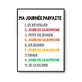 Affiche Saxophone Journée Parfaite | Poster Blanc Décoration Murale - Planetee