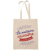 Sac Tote Bag Caissière Femme Meilleure du Monde beige - Planetee