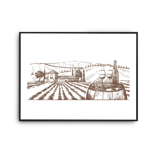 Affiche vignoble campagne | Poster Tableau Vin ville de France pour décoration murale qualité papier Premium A4 - Planetee