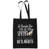 Sac Tote Bag Sphynx Je travaille dur Noir - Planetee