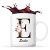 Mug Blanc Emilie Lettre Fleur - Planetee