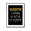 Affiche Quentin prénom mythe légende Jaune - Planetee