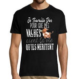 T-shirt Homme Vaches | Je travaille dur - Planetee