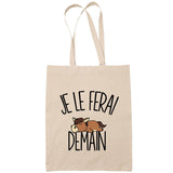 Sac Tote Bag cheval poney je le ferai demain beige - Planetee