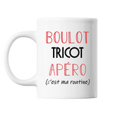 Mug Tricot C'est ma Routine Blanc - Planetee