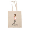 Tote Bag beige Jacqueline Lettre Fleur - Planetee