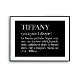 Affiche Tiffany Prénom définition Humour - Planetee