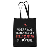 Tote Bag Noir Qui Dechire Belle-Maman - Planetee