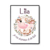 Affiche Lila Amour et Biberon de Lait Vache - Planetee