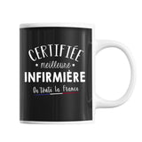 Mug Femme Infirmière Meilleure de France | Tasse Noire métier - Planetee