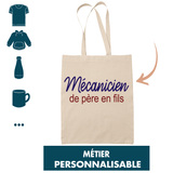 Tote-Bag Père en Fils Métier Personnalisable Homme - Planetee