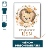 Affiche Bébé Enfant Petit Roi Lion Prénom Personnalisable - Planetee