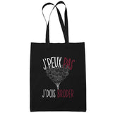 Sac Tote Bag Broder Broderie Je peux pas Noir - Planetee