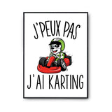 Affiche Karting Panda j'peux pas Blanc Premium - Planetee