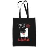 Sac Tote Bag Lama Je peux pas Noir - Planetee