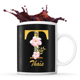 Mug noir Thaïs Lettre Fleur - Planetee