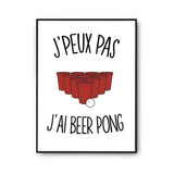 Affiche beerpong j'peux pas Blanc Premium - Planetee