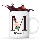 Mug Blanc Marine Lettre Fleur - Planetee