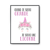 Affiche Grande Licorne Rose - Planetee