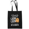 Sac Tote Bag Chow Chow Je travaille dur Noir - Planetee