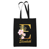 Tote Bag noir Elisabeth Lettre Fleur - Planetee