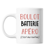 Mug Batterie C'est ma Routine Blanc - Planetee